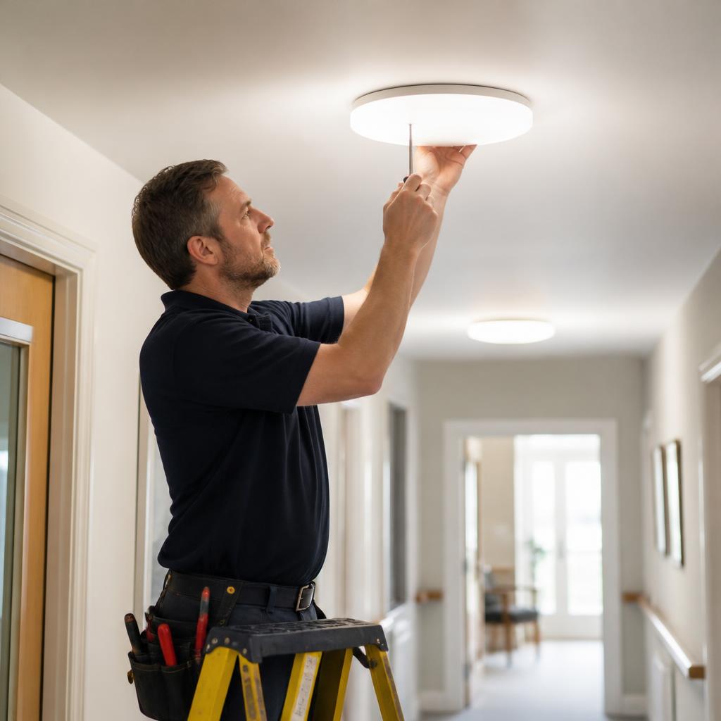Professional electrical work in a care facility